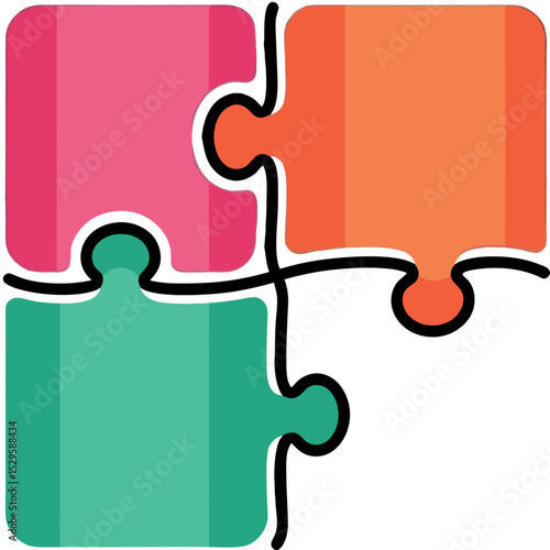 Interlocking Puzzle Pieces in Vibrant Colors Representing Teamwork and Solutions (1)