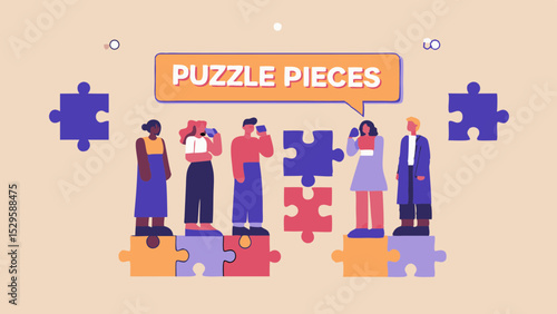 Diverse Team Aligning Puzzle Pieces