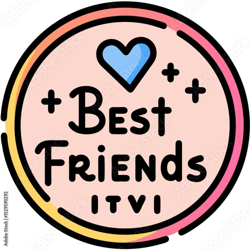 Pastel Pink Best Friends Badge with Blue Heart