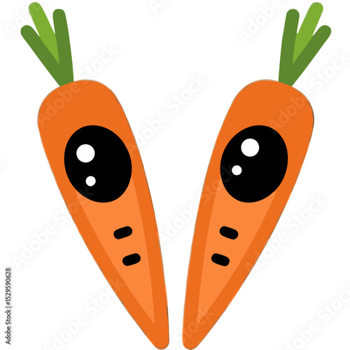 Playful Cartoon Carrots with Expressive Eyes and Green Tops