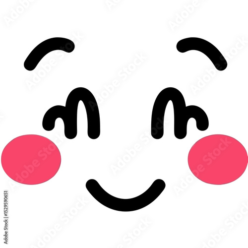 Playful Cartoon Face with Winking Eyes and Rosy Cheeks
