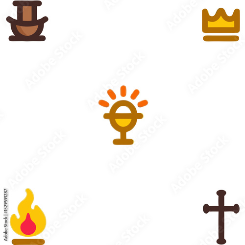 Religious Symbols Chalice Crown Cross Flame and Ark Icons