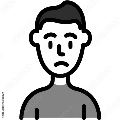 Sad Cartoon Man Icon Simple Flat Design