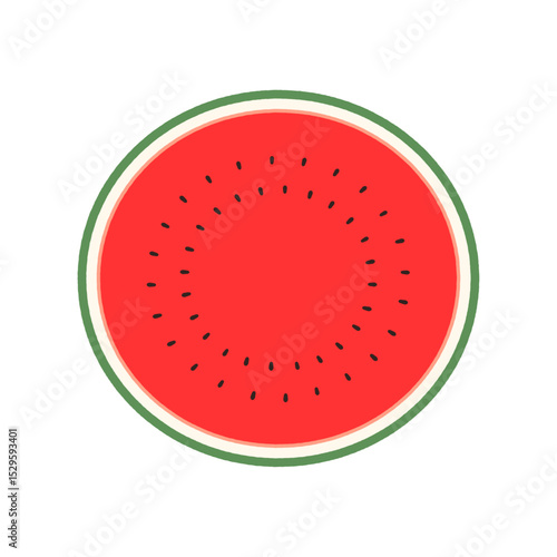 Vector illustration of watermelon. Clipart of a watermelon cut in half.