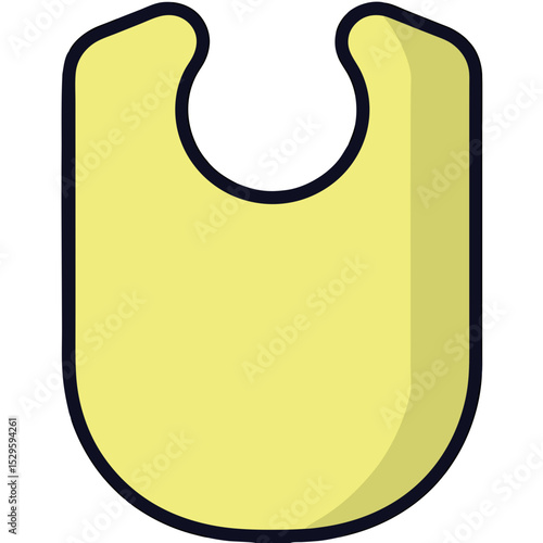 Simple Yellow Baby Bib with Black Outline and Shadow Detailing