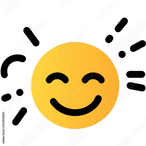 Smiling Sun with Radiant Rays and Joyful Expression in Simple Illustration