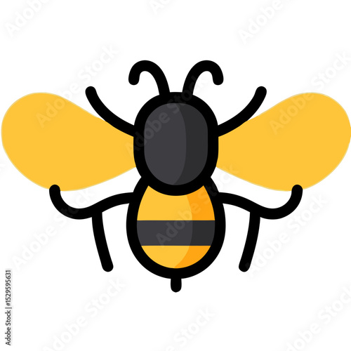 Stylized Bee Icon with Yellow Wings and Black Outlines