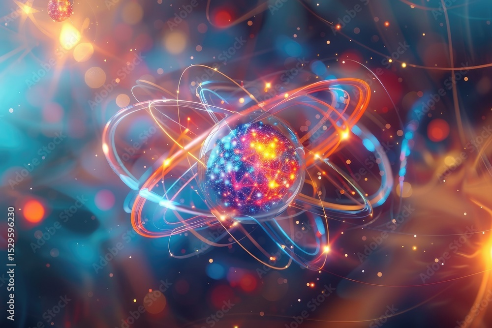 Vibrant Image of Stunning 3D Rendering of Atomic Structure Vibrant Image of Stunning 3D Rendering of Atomic Structure