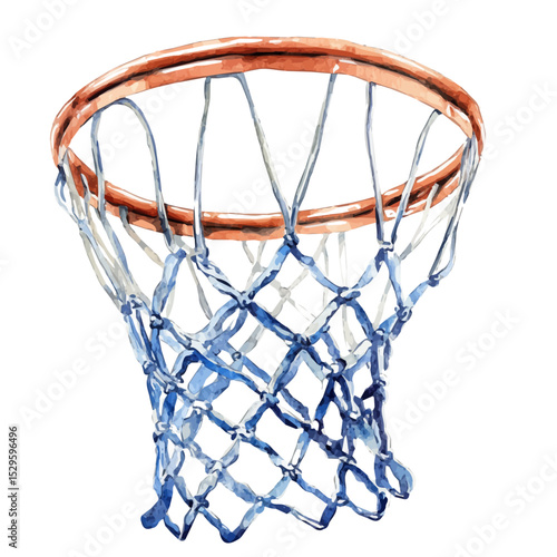 Basketball Net, watercolor vector, high quality, isolated on a white background.