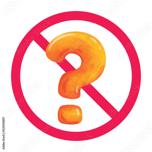 Forbidden sign with question mark icon, no questions allowed sign, question prohibition sign, do not ask questions