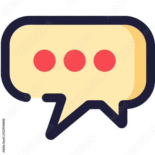 Stylized Chat Bubble Icon with Red Dots and Dark Outline