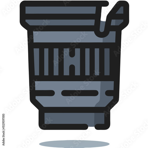 Stylized Illustration of a Photographic Lens with Detailed Elements