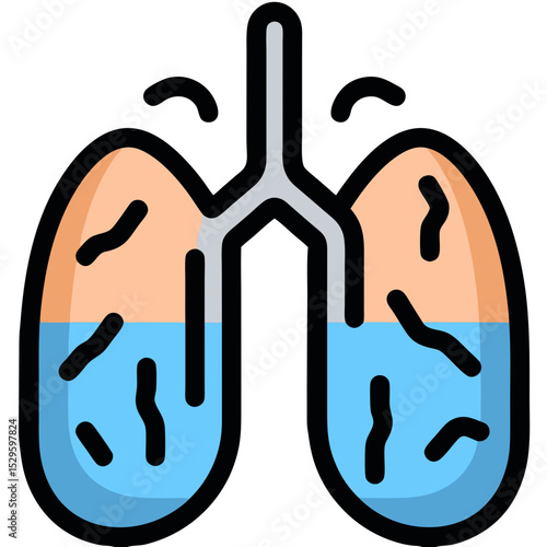 Stylized Illustration of Human Lungs with Fluid Medical and Anatomical Concept