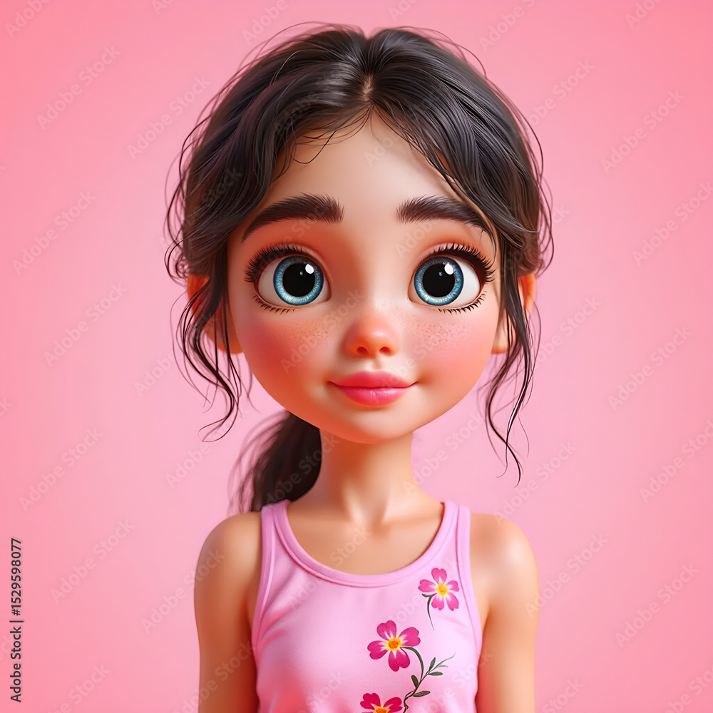 Adorable Smiling Girl in Casual Outfit with Playful Expression Adorable Smiling Girl in Casual Outfit with Playful Expression