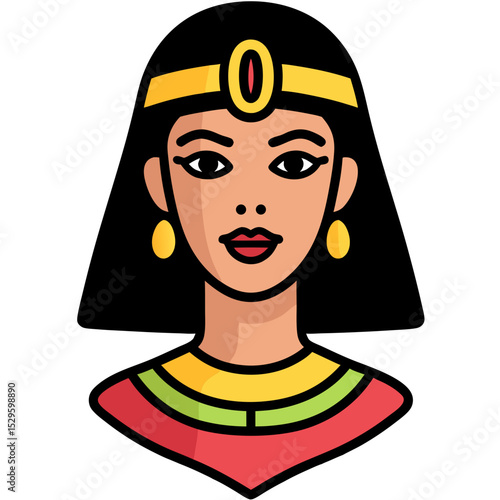 Stylized Portrait of an Egyptian Queen with Golden Adornments