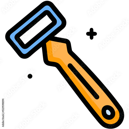 Stylized Razor with Teal and Orange Accents Clean Shave Concept
