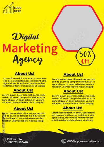 Flat design marketing strategy flyer template