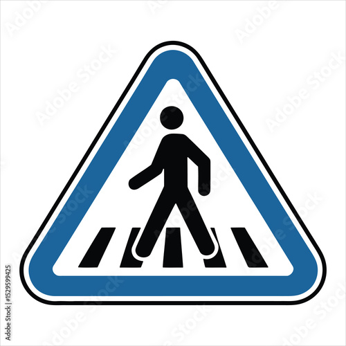 Pedestrian Crossing Sign Vector. Road Safety Walk Symbol Illustration.