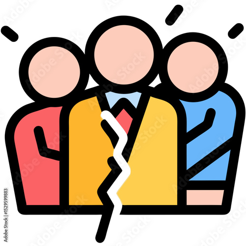 Symbolic Illustration of Disagreement and Division Amongst a Group of People