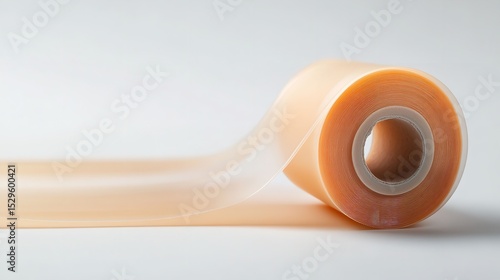 A detailed view of the hue of silicone skin  Sheets of Scars  Self-sticking roll of scar tape with a large text area on a plain white background, Generative AI.