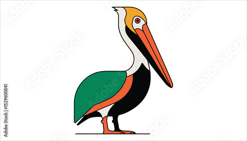 Abstract Colorful Pelican Vector Illustration with Bold Geometric Shapes