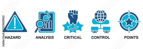 HACCP icon set vector illustration concept for hazard analysis and critical control points acronym in food safety management system