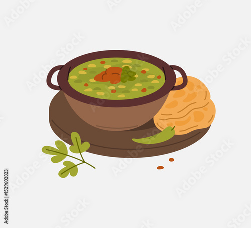 Punjabi Sabut Moong Dal with Paratha Illustration