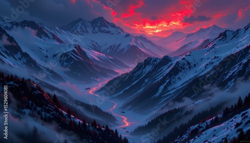sunset over the mountains