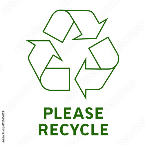Please Recycle Vector Icon Sign Green