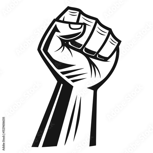 Powerful Fist: A strong fist, raised high, serves as a potent emblem of defiance, unity, and solidarity, representing strength, resilience, and the spirit of fighting for what is right.