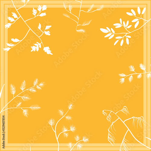 Print for kerchief, bandana, scarf, handkerchief, shawl, neck scarf. Squared pattern with ornament for fabric, textile, silk products. Paisley vector with abstract flowers. Floral folk tracery.