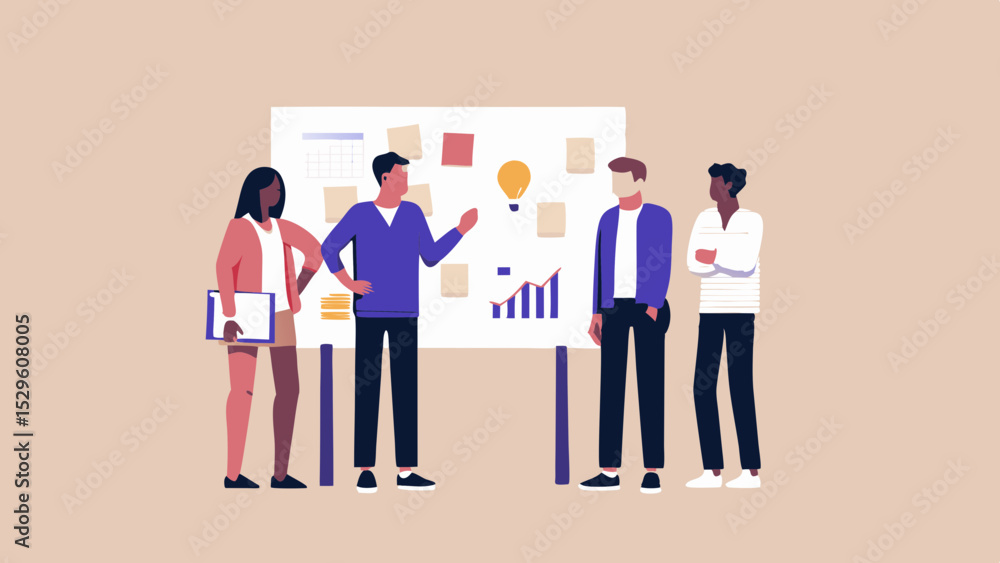 Diverse Business Team Brainstorming Ideas on Whiteboard with Sticky Notes and Graphs Collaboration and Strategy Planning in Modern Workplace Diverse Business Team Brainstorming Ideas on Whiteboard with Sticky Notes and Graphs Collaboration and Strategy Planning in Modern Workplace