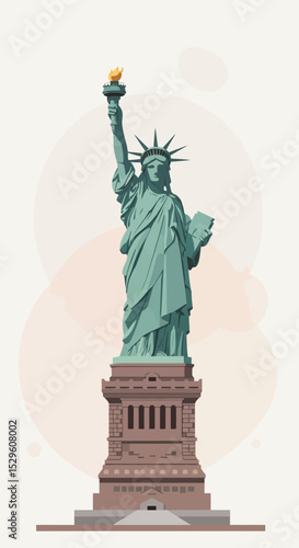 Majestic Liberty Statue A Vector Illustration of American Independence