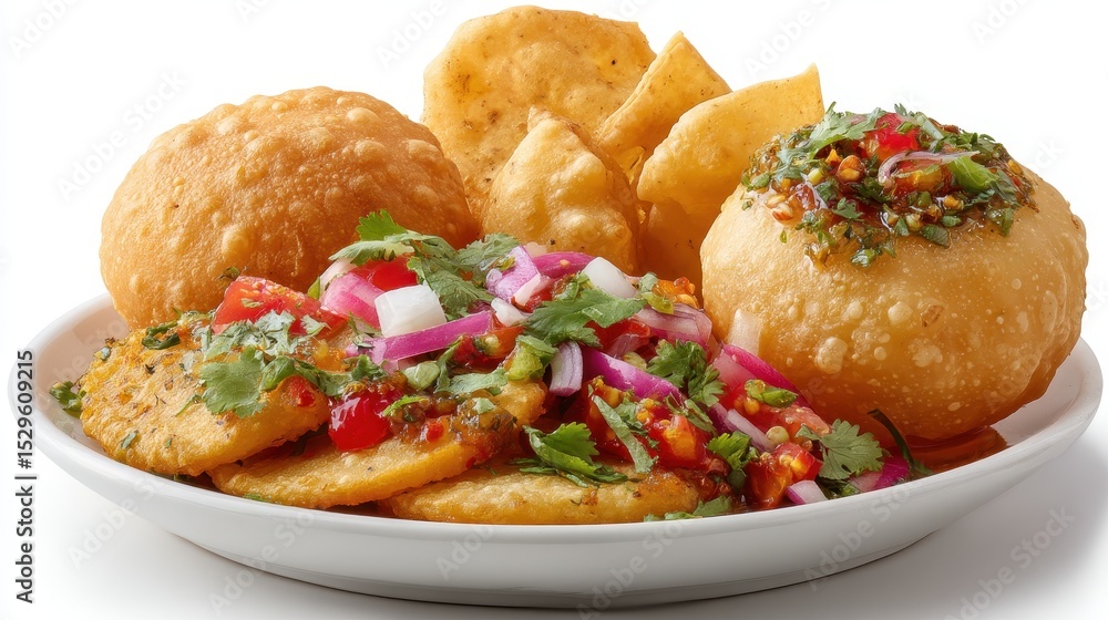 A vibrant plate of assorted Indian snacks, flavorful and tempting. A vibrant plate of assorted Indian snacks, flavorful and tempting.