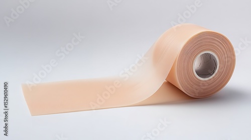 A detailed view of the hue of silicone skin  Sheets of Scars  Self-sticking roll of scar tape with a large text area on a plain white background, Generative AI.
