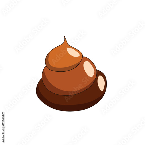 Cartoon poo, template icon. Kawaii poop isolated on white background. Shit pattern, evil turd. Vector illustration for invitation, poster, card, fabric, textile. Doodle style.