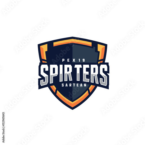 A modern team logo featuring a shield design