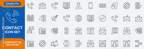 Wallpaper Mural Contact icon set. Containing e-mail, phone, address, customer service, call, website and more. line icons Editable File collection. Torontodigital.ca