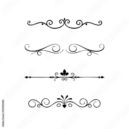Set of Vintage decorative lines. text dividers. Line border. Lines separators, Borders, Vintage dividers, Underline elements.Divider set vector. Vector illustration.Line dividers. 