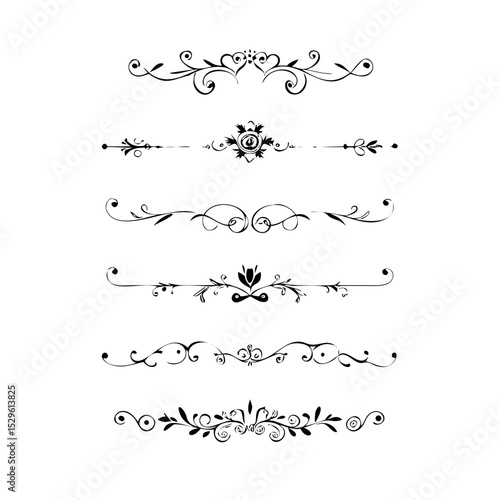 Set of Vintage decorative lines. text dividers. Line border. Lines separators, Borders, Vintage dividers, Underline elements. Divider set vector. Vector illustration.Line dividers. 