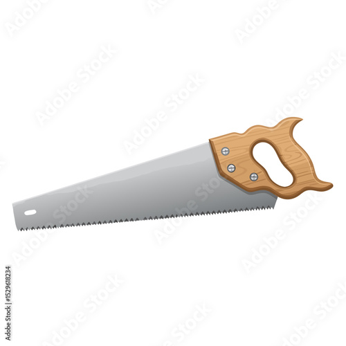 Vector illustration of a traditional hand saw isolated transparent background