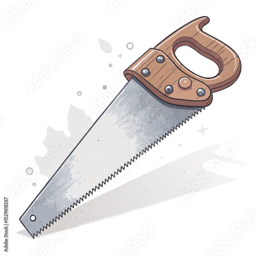 Vector illustration of a traditional hand saw isolated transparent background
