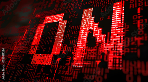 Binary algorithm, data code, decryption and encoding. Digital age. Cyberpunk ON Text Animation