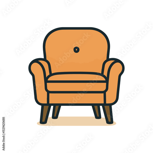 Soft armchair with backrest on legs icon. vector illustration	