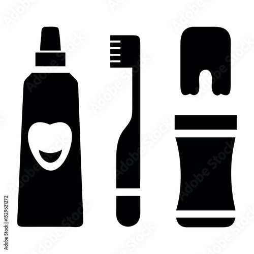 baby toothpaste toothbrush and sippy cup icons
