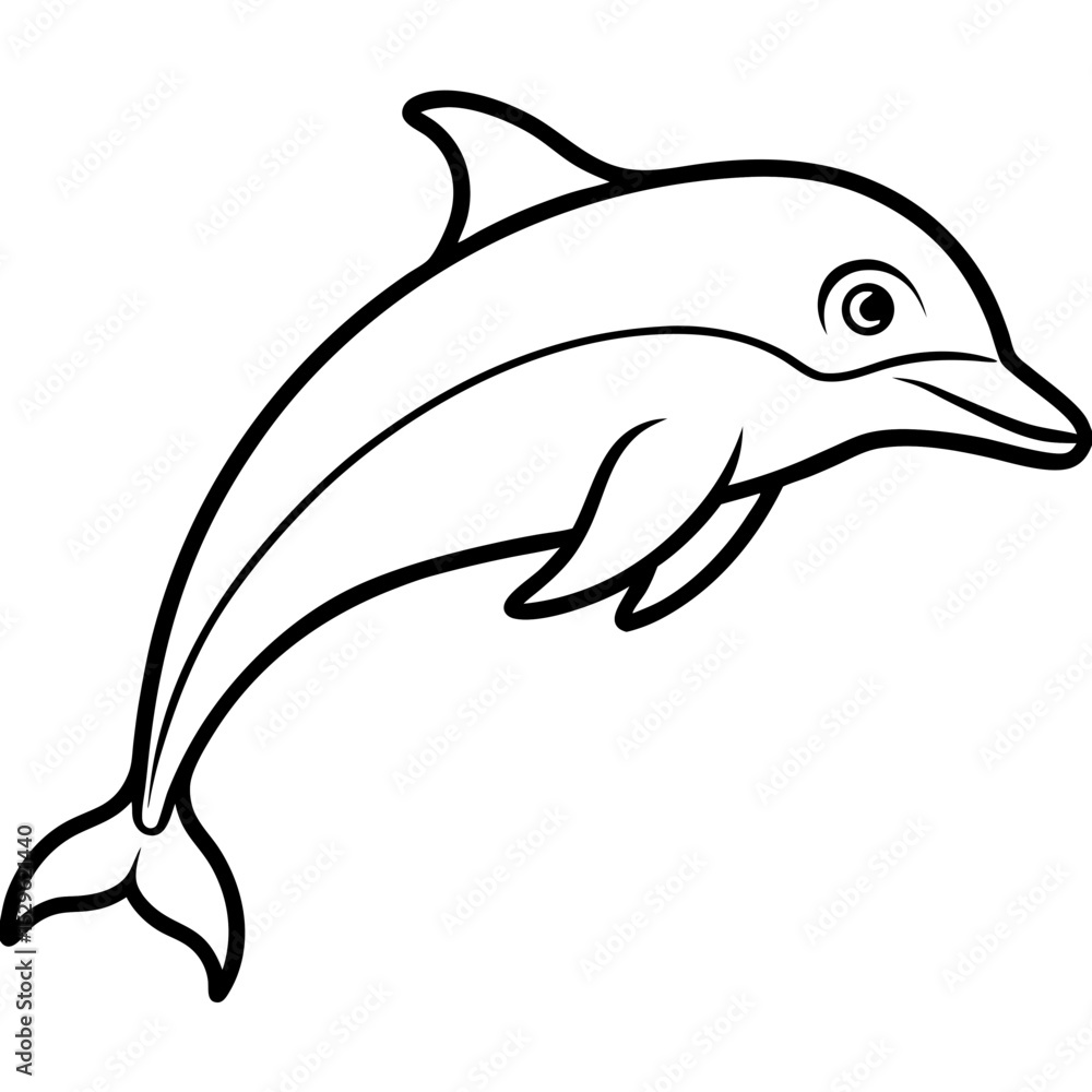 Naklejka premium Bottlenose_Dolphin line art vector