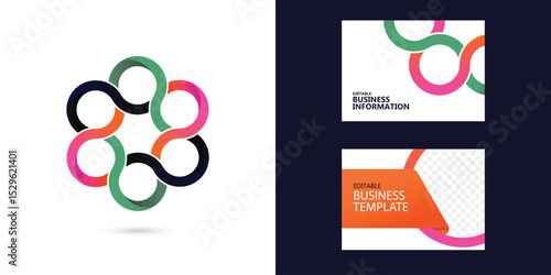 people networking icon logo, global digital teamwork interaction alliance partnership unity. abstract round circular flow movement dynamic exchange circle symbol