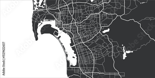 Layered editable vector illustration outline Map of San Diego,USA