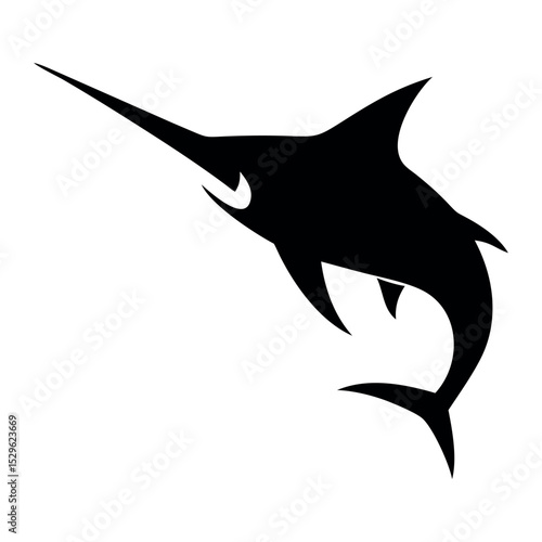 black silhouette of a swordfish jumping