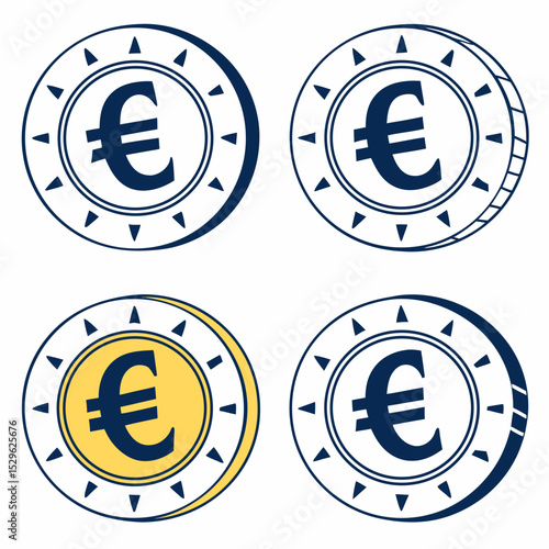 euro sign icon set